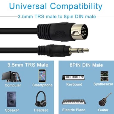 Traovien 8 Pin DIN to 3.5mm Cable,8-Pin DIN Plugs Male to 3.5mm TRS Male Jack Stereo Plug Converter Cable for Audio Cable for Musical Instrument Sound Equipment.(0.5m/1.6ft) - Image 4