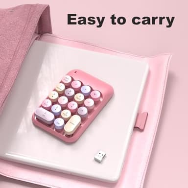 MOFII Wireless Number Pads - Pink Numeric Keypad 18 Keys USB 2.4G Round Keycap Colorful Extensions Keypads, Financial Accounting Portable Numpad 10 Key for Laptop/PC/Notebook/Surface Pro - Image 5