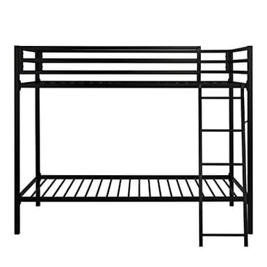 SHA CERLIN Loft Bunk Bed Twin Over Twin Size with Ladder and Guardrail,Heavy Duty Metal Slats Support No Box Spring Needed Small Space Saving Furniture for Bedroom Dorm,Black - Image 7
