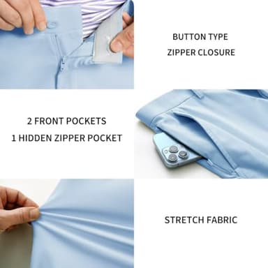 M MAELREG Mens Golf Pants Flat Front Waterproof Lightweight -30"/32"/34" Slim Fit Chino Casual Dress Pants for Men - Image 4