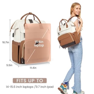 LOVEVOOK Laptop Backpack for Women, 15.6 Inch Work Business Backpacks Purse With Large Capacity, Waterproof Nurse Bag College Bookbag for School, Waterproof Casual Daypack for Travel - Image 5