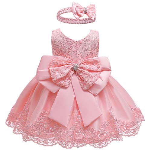 LZH Baby Girls Flower Princess Bowknot Wedding Pageant Christening Baptism Communion Party Dress - Image 1