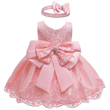 LZH Baby Girls Flower Princess Bowknot Wedding Pageant Christening Baptism Communion Party Dress - Image 1