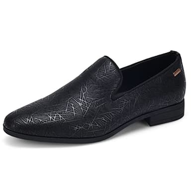 UUBARIS Mens Loafers Dress Slip On Driving Wedding Party Shoes Line Black Size 7 - Image 1