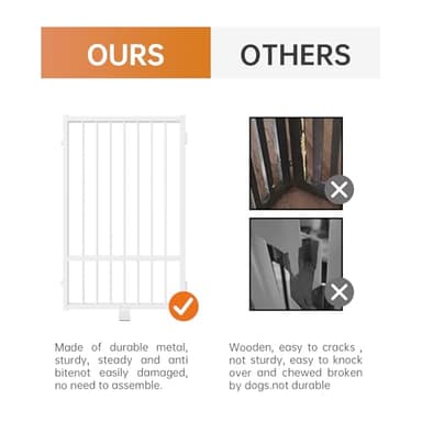 SNUOWU Full Metal Freestanding Dog Gate with Door, 32''Height Foldable Pet Dog Fence for Indoor & Outdoor, 4 Panels Extra Wide Free Standing TallDog Gates for Doorways,House,Stairs,Porch,Deck,Yard - Image 3