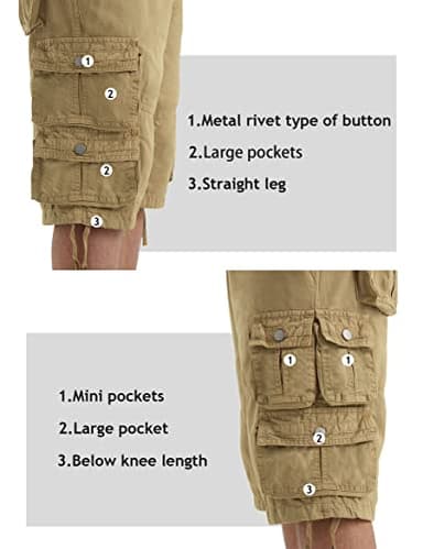 YGREYG Mens Cargo Shorts Long Capri Below The Knee Shorts 3/4 Relaxed Fit Long Shorts with Pockets Khaki 34 - Image 5