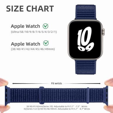 WJK Compatible with Apple Watch Bands 40mm for Women Men, Stretchy Sport Nylon Solo Loop Strap Compatible with Apple Watch Band 38mm 41mm 42mm 44mm 45mm 49mm for iWatch Ultra Ultra 2 SE 9 8 7 6 5 4 3 - Image 3