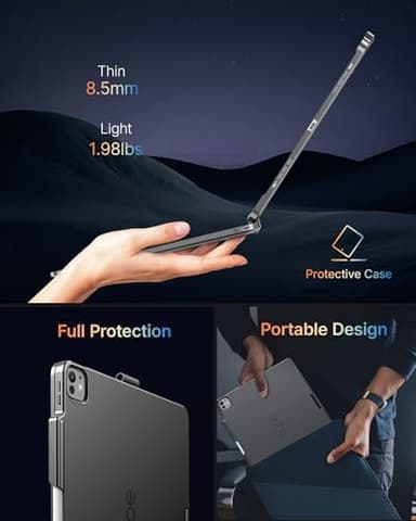 typecase Touch Case with Keyboard for iPad Pro 13-inch(M4, 2024), iPad Air 13-inch(M3, 2025/M2, 2024) & iPad Pro 12.9(6th/5th/4th/3rd Gen), Trackpad, 360° Rotatable, 11-Colors Backlit, Midnight Gray - Image 9