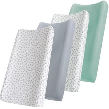 Changing Pad Cover, Diaper Changing Pad Covers 4 Pack, Fitted Baby Changing Table Sheets for 32''×16'' Change Table Pad, Cradle & Bassinet Sheets for Boys & Girls, Soft & Breathable - Image 1