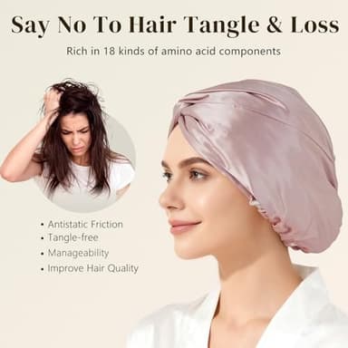 ZIMASILK 22 Momme 100% Mulberry Silk Bonnet for Sleeping & Women Hair Care, Highest Grade 6A Silk Hair wrap for Sleeping with Premium Elastic Stay On Head (1Pc, Pink - Image 5