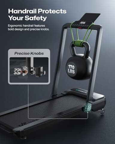 UREVO Smart Treadmill with 9% Incline, 3-in-1 Foldable Treadmill with Handle for Home/Office Fitness, Runner-Focused Design, 6 HIIT Programs & Auto Incline Follow Mode, 2 Display Screens, Plug & Play - Image 9