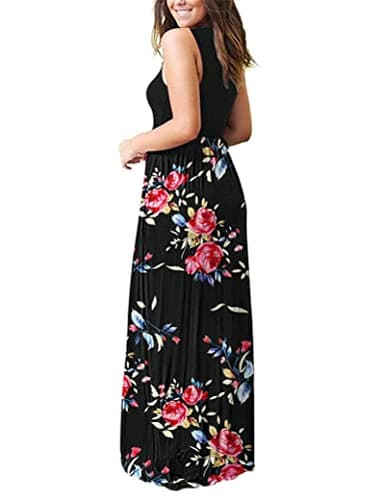 MOLERANI Women's Loose Plain Maxi Dresses Casual Long Dresses with Pockets,Rose Black,XS - Image 3