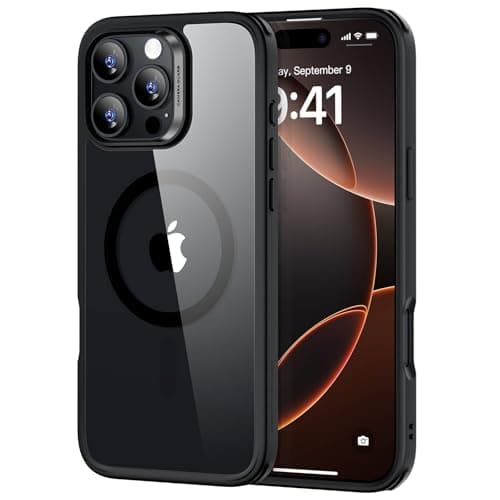 ESR for iPhone 16 Pro Max Case, Compatible with MagSafe, Shockproof Military-Grade Protection, Magnetic Phone Case for iPhone 16 Pro Max, Classic Hybrid Case (HaloLock), Clear Black - Image 1