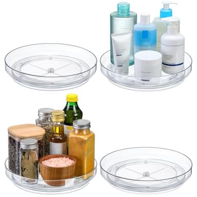 2 Pack 9 Inch Clear Acrylic Lazy Susan, Non-Skid Turntable Organizer for Cabinet, Kitchen, Pantry Organization Storage, Refrigerator, Vanity Makeup, Bathroom Countertop Organizing, Rotating Spice Rack - Image 8