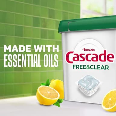 Cascade Free & Clear Dishwasher Pods, Dishwasher Detergent, Dish Detergent Soap, Lemon Essence, 47 Count - Image 4