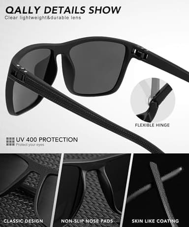 QALLY Polarized Sunglasses Men, Mens Sunglasses Polarized UV protection Lightweight Sun Glasses for Driving Fishing Golf - Image 3