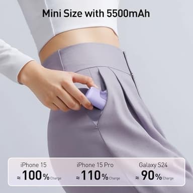 iWALK Portable Charger 5500mAh Next-Gen Small Power Bank 22.5W Fast Charging Battery USB-C Portable Phone Charger for iPhone 17/16/15 17 Plus 17 Pro Max iPad, Samsung Galaxy S25 S24 S23 Android,Purple - Image 6