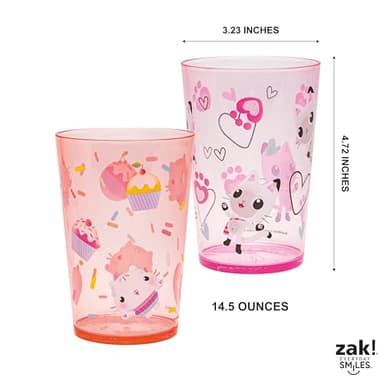 Zak Designs DreamWorks Gabby's Dollhouse Nesting Tumbler Set for At Home, 14.5oz Non-BPA Plastic Cups, 4-Pack (Gabby, Pandy Paws, Cakey Cat, Mercat, Kitty Fairy, Baby Box) - Image 5