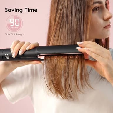 Hair Straightener - 2 in 1 Wet to Dry Hair Dryer and Straightener with High-Speed Airflow + Rapid Heat-Up + Customizable Temperature + LCD Display & Auto Shut-Off + No Heat Damage for All Hair Types - Image 4