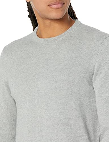 Amazon Essentials Men's Long-Sleeve Crewneck Sweater, 100% Cotton, Big & Tall Options Available, Light Grey Heather, 4X-Large Big Tall - Image 3