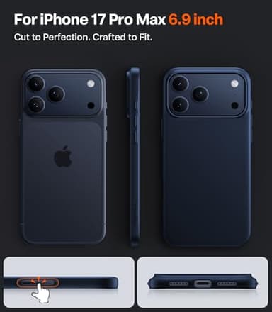 TORRAS Magnetic Slim-Fit for iPhone 17 PRO MAX Case, Ultra-Thin 17 ProMax Phone Case Compatible with MagSafe, Light Anti-Scratch Matte Hard PC Bayer 6.9 inch OriginFit, Deep Blue - Image 2