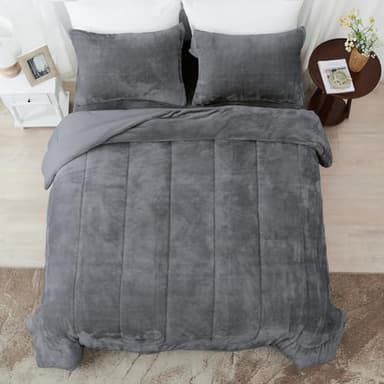 HCORA Faux Fur Queen Comforter Set - Super Soft & Warm Plush Shaggy Bed Comforter, Cozy Fuzzy Bedding Comforter Sets for Fall and Winter, Non-Shedding, 3 Pcs(1 Comforter + 2 Pillowcases) - Image 6