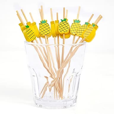 PuTwo Cocktail Picks Handmade Bamboo Toothpicks 100pcs 4.7" in Yellow Pineapples - Image 6