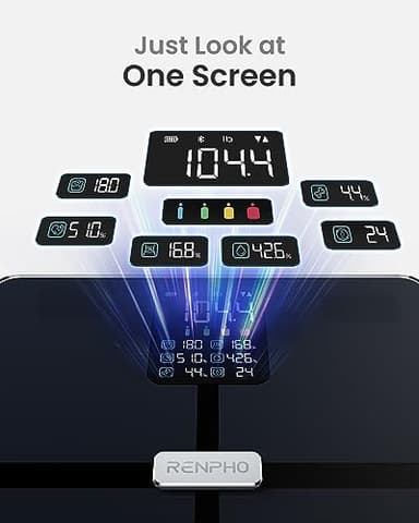 RENPHO Scale for Body Weight, Smart Scale with BMI, Body Fat, Muscle Mass, Bluetooth, 13 Metrics with Large VA Display, Support App Connection, Black, Elis 2X - Image 2