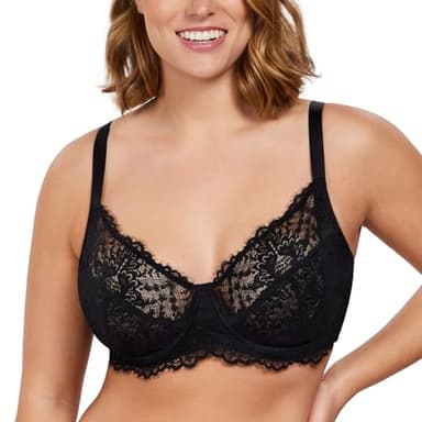 HSIA Minimizer Bra for Women - Plus Size Lace Full Coverage Womans Bra Unlined Underwire Bra for Heavy Breast Black - Image 3