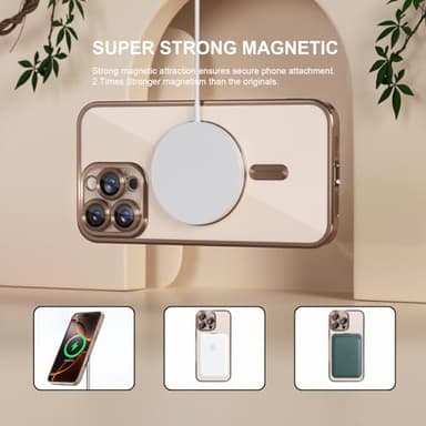 Misea Magnetic for iPhone 16 Pro Max Case Compatible with MagSafe [Never Yellowing] [Military Grade Drop Protection] Full Camera Lens Protector Plating Soft Clear Phone Case for Women 6.9", Desert - Image 5
