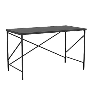 Martha Stewart Maddox Home Office Parsons Desk in Black Wood Grain with Oil Rubbed Bronze Metal X-Frame - Image 1