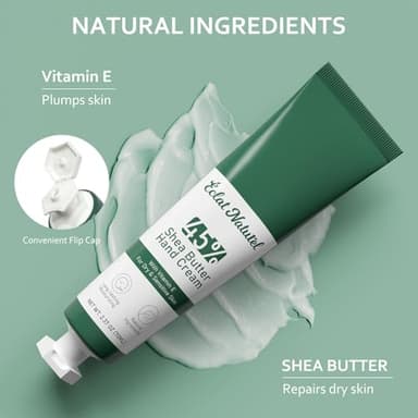 ÉCLAT NATUREL Shea Butter Hand Cream, Natural Ingredients with Vitamin E and 45% Shea Butter Hand Lotion, Deep Moisturizing Cream for Dry Hands, Long-Last Hydrating Hand Moisturizer, 2.37 Fl Oz - Image 4