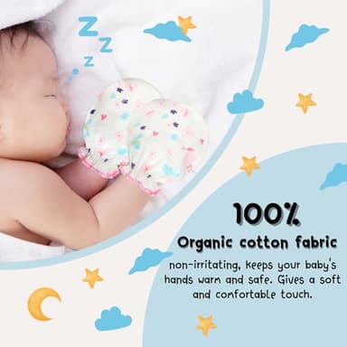 RATIVE Newborn Baby Hand Cotton Gloves Sleep Sleeping No Scratch Mitten Mittens Mitts Set for 0-3 0-6 Months Boy Boys Girl Girls (6 Pairs/g46) - Image 5