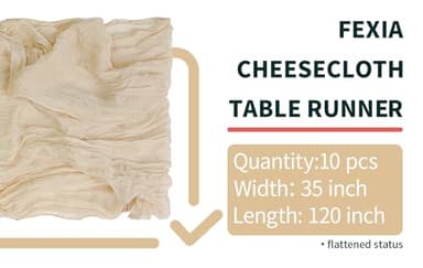 FEXIA 10 Pack Beige Gauz Table Runner 35x120 Inches Ivory Cheesecloth Rustic Boho Table Runner for Bridal Shower Wedding Party First Communion Centerpiece Engagement Rustic Boho Decoration - Image 2