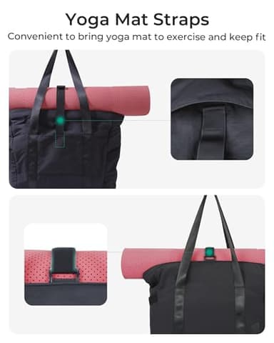 BAGSMART Tote Bag for Women with Zipper, Gym tote with Compartments, Work Tote Nurse Dance Yoga Bag for Travel - Image 5