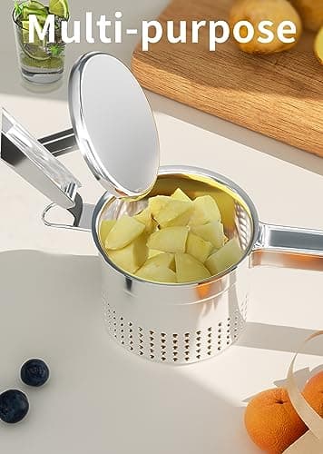 GloTika Large 15oz Potato Ricer, Heavy Duty Stainless Steel Potato Masher with Ergonomic Handle, Masher and Ricer Kitchen Tool for Mashed Potatoes, Noodle Maker - Image 5