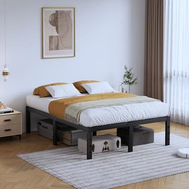 SHOANED Full Size Metal Bed Frame - 16 Inch Heavy Duty Bedframe Black Basic Steel Slats Platform No Box Spring Needed, Easy Assembly, Noise Free - Image 8