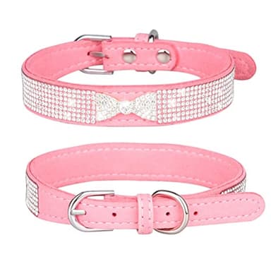 Small Dog Collar for Female Dogs Bling Diamond Crystal Glitter Jewel Sparkly Rhinestone Cute Cat Pet Animals Puppy Collars Girl for XXS XS Small Medium Large Pink L - Image 2