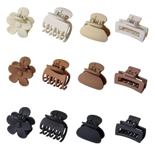 Small Claw Clips for Thin/Medium Thick Hair,12Pcs 1.5 Inch Mini Matte Tiny Jaw Clips for Women Girls 4 Style Nonslip - Image 1