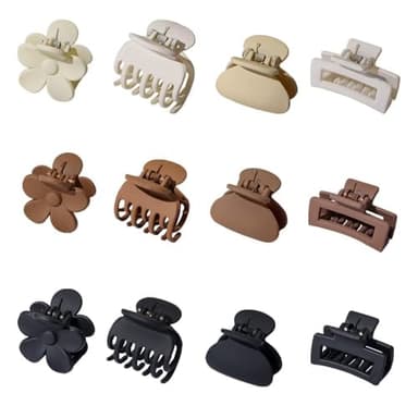 Small Claw Clips for Thin/Medium Thick Hair,12Pcs 1.5 Inch Mini Matte Tiny Jaw Clips for Women Girls 4 Style Nonslip - Image 1