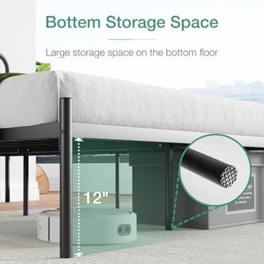 Novilla Queen Bed Frame, 14 Inch Metal Platform Bed Frame with Modern Headboard, Heavy Duty Metal Slats Support, No Box Spring Needed, Easy Assembly, Black - Image 3