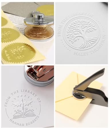 Personalized Book Embosser Stamp with Your Name & Design, Custom Hand Carved Library Embosser Set, Elegant Invitation Seal of Self-Inking from Library Stamp Kit, Book Lovers, Teachers, Birthday Gifts - Image 7