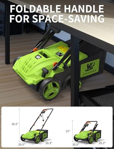 2-in-1 Electric Dethatcher Scarifier, Lawn Dethatcher with Collection Bag, 4-Position Depth Adjustment,13-Inch Working Width, Foldable Handle Design for Easy Carrying and Storage,Thatcher for Lawn - Image 4