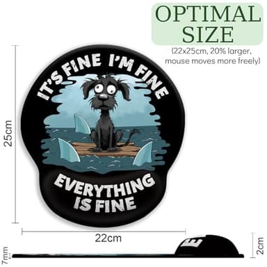 LIMKRIAN Funny Dog Ergonomic Mouse Pad with Wrist Rest, Gaming Mouse Pad Wrist Support with Non-Slip Pain Relief PU Base, It's Fine Mouse Pads for Desk Work, Cute Home Office Desk Accessories Decor - Image 4