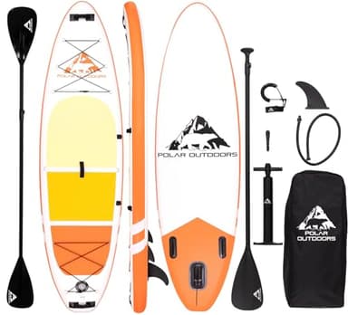 Polar Outdoors by Roc Inflatable Stand Up Paddle Board with Premium SUP Paddle Board Accessories, Wide Stable Design, Non-Slip Comfort Deck for Youth & Adults (Sunrise) - Image 1