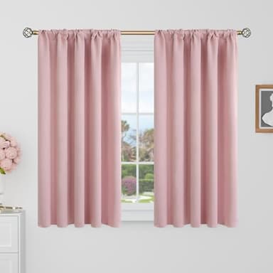 BGment 40 Inch Length Blackout Curtains for Cafe - 34 x 40 inch Short Curtains Rod Pocket and Back Tab Thermal Insulated Room Darkening Curtains for Bathroom/Kids Room, 2 Window Panels, Pink - Image 8