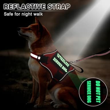 MOOGROU Service Dog Vest Harness and Leash Set+10 Patches,No Pull&Adjustable Reflective Dog Harness with Soft Padded Handle for Training/Everyday,Fit Small/Medium/Large/Extra-Large Dogs (Red S) - Image 3