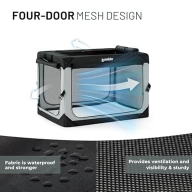 ZOMISIA 42 Inch Collapsible Dog Crate for Extra Large Dogs - XL Dog Travel Crate Portable with Breathable Mesh Windows, Soft Sided Dog Kennel Foldable for Indoor and Outdoor, Grey - Image 4