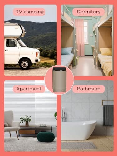 F.W.WOOLWORTHS 17.7 lbs Full Automatic Washing Machine with Spin Dryer - 10 Wash Programs, 8 Water Levels, LED Display, Drain Pump, Washer for Apartment, Dorm, Home, Gold - Image 9