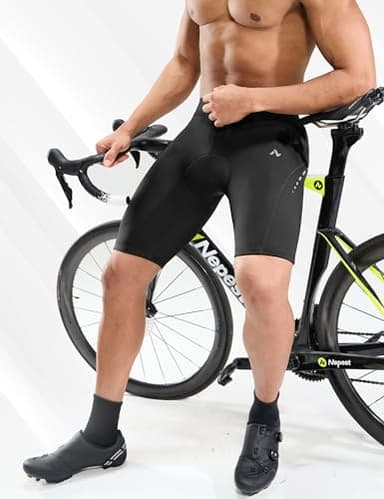 Nepest Men's Bike Shorts 4D Padded Cycling Road Biking Riding Biker Bicycle Mountain Cycle Shorts Zipper Pockets Black,L - Image 6